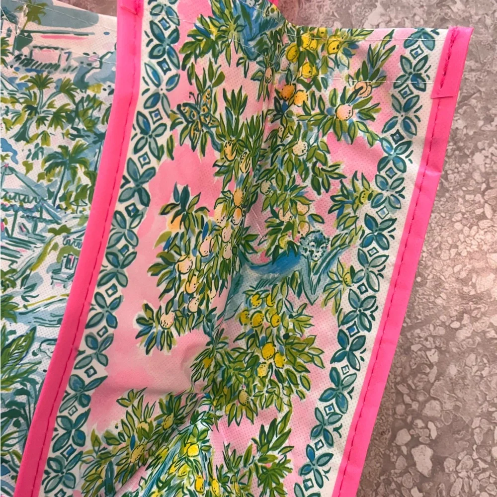 Lilly Pulitzer Tropical Pink and Green Tote Bag, 15” x 11”